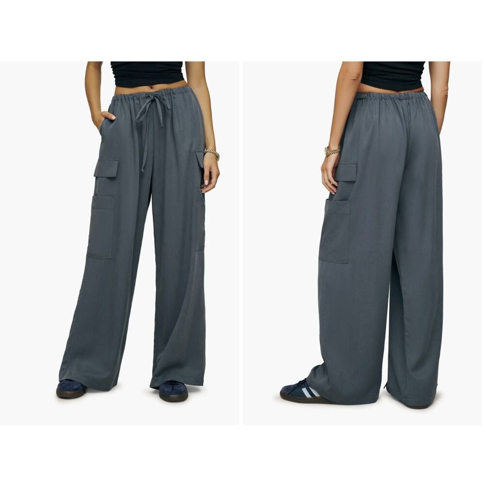 Reformation Ethan Tie Waist Twill Cargo Pants Size Small
